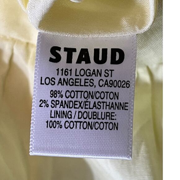 Staud skirt Stretch Cotton Mini Ruffle Tiered Sunray Yellow size 12 - Picture 6 of 7